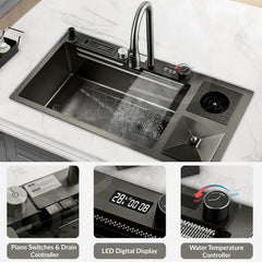Plantex Sink for Kitchen/304 Grade Stainless Steel Waterfall sink-3