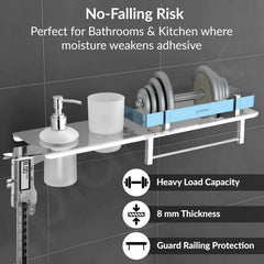 Plantex Stainless Steel 4in1 Multipurpose Bathroom Shelf/Bathroom Steel Rack with Tumbler Holder, Towel Rod and Liquid Soap Dispenser Chrome (18x5 inches)-6