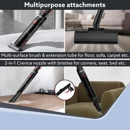 AGARO Sapphire Hand Held Vacuum Cleaner,Up to 15 kPa Powerful Suction with Fast Charging Dock, Rechargeable Portable Powerful Cleaner, Lightweight Hand Held Vacuum Cleaner for Home, Office, and Car