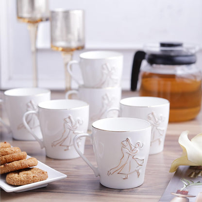 Clay Craft Bone China Swirl Carpet Coffee Mug Set, 150Ml, Multicolor, 6 Piece, Tea Cup Set of 6, Microwave & Dishwasher Safe, Mugs for Coffee, Cups Set of 6, Mug Set, Gift Set, Ideal for Gifting