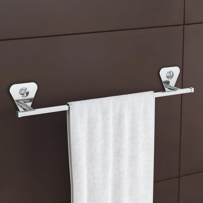 Plantex Pyramid Stainless Steel Towel Hanger for Bathroom/Single Towel Rod/Bar/Bathroom Accessories (24inch) - Chrome - Pack of 1-1