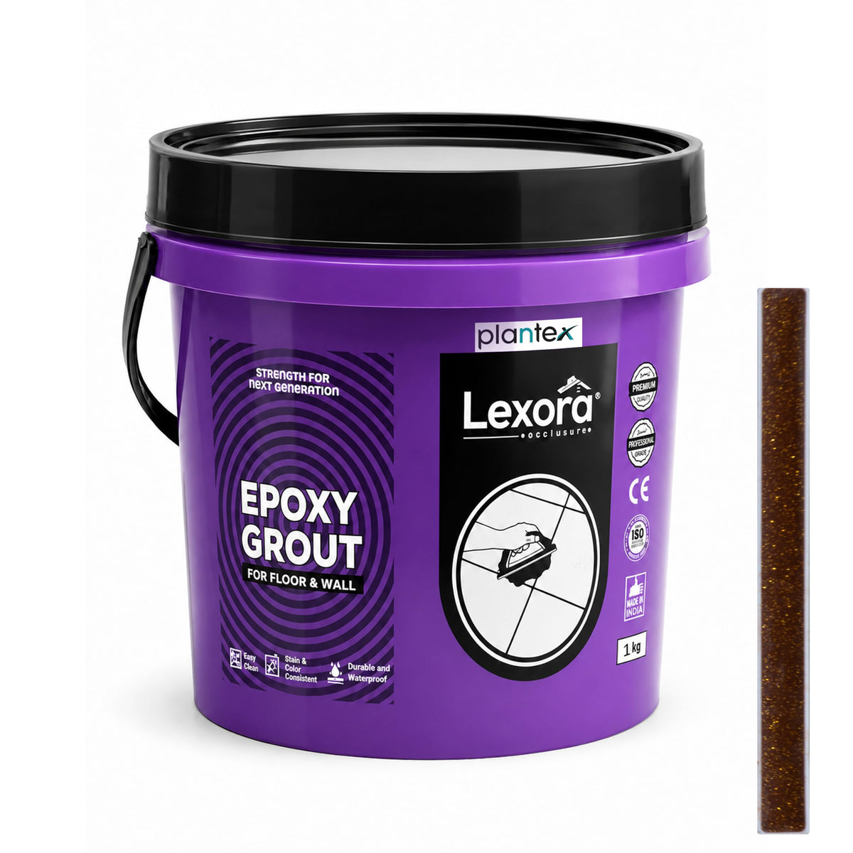 Plantex Lexora Epoxy Grout/3-Part Epoxide Resin Tile Grout/Floor & Wall Tiles Joints/Waterproof & Stain Proof/Bathroom & Industrial Use - 1 kg (Gold Coffee Brown)-1