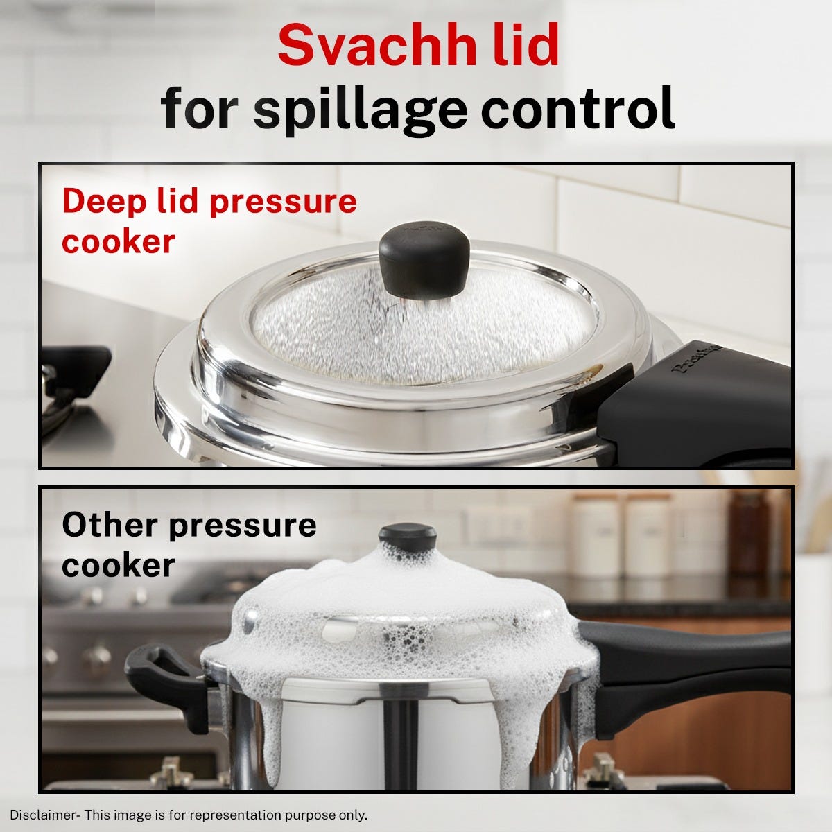 PRESTIGE SVACHH TRI-PLY HANDI PRESSURE COOKER 3 LITRE, Prestige Platina Popular Stainless Steel Unique Impact Forged Bottom Kadai with Toughened Glass Lid, 24cm (2.8 L) (Silver)