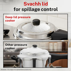 PRESTIGE SVACHH TRI-PLY HANDI PRESSURE COOKER 3 LITRE, Prestige Platina Popular Stainless Steel Unique Impact Forged Bottom Kadai with Toughened Glass Lid, 24cm (2.8 L) (Silver)