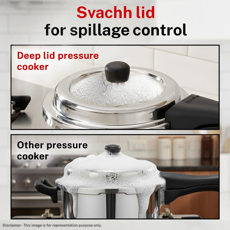 PRESTIGE SVACHH TRI-PLY HANDI PRESSURE COOKER 3 LITRE, Prestige Platina Popular Stainless Steel Unique Impact Forged Bottom Kadai with Toughened Glass Lid, 24cm (2.8 L) (Silver)