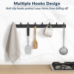 Plantex Wall Hooks for Hanging Cloth/Stainless Steel Towel Hangers/Bathroom Robe Hooks/Door Hangers/Round Wall Hook/Hook Rail for Hanging Keys - 8 Hooks (Pack of 3, Z-Black)-2