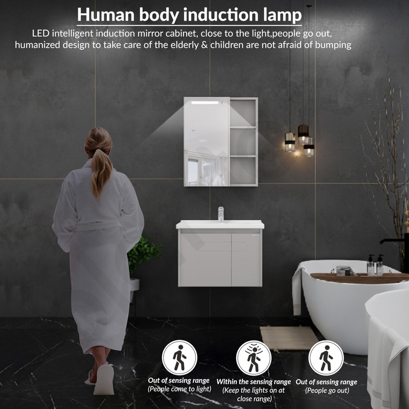 Plantex Unbreakable Vanity for Bathroom/Rectangle Washbasin with Cabinet Full Set/Sensor Light Bathroom Organizer for Home (NZBC-24)-4