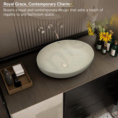 Plantex Table Top Wash Basin for Bathroom/Designer Ceramic Basin/Countertop Vessel Sink Basin/Wash Basin Over Counter for Home/Office (Beige - 20.5 x 15.5 x 5 Inch)-2