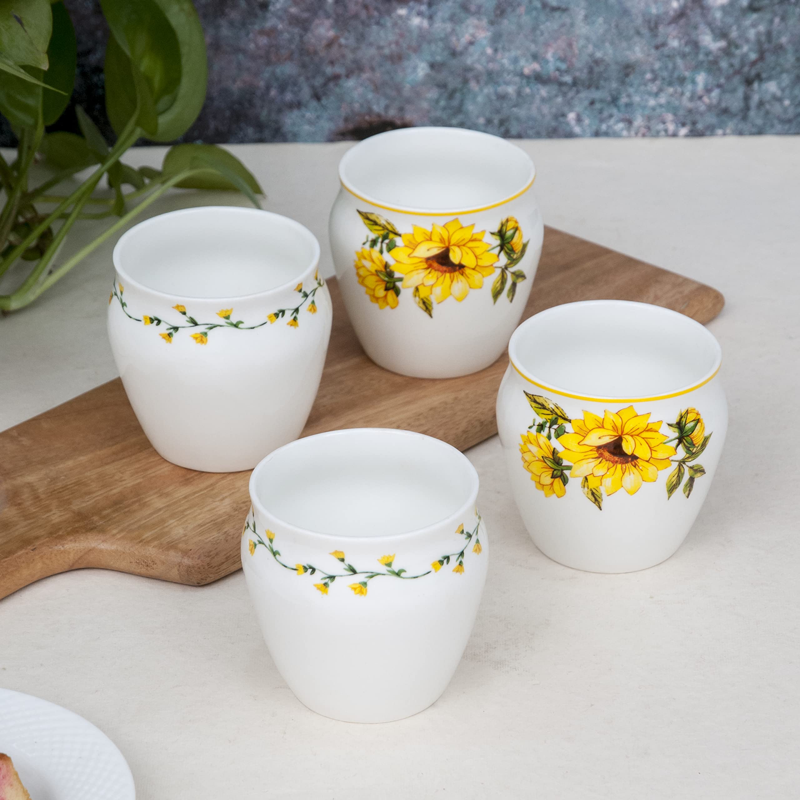 Clay Craft Cream Imperial Cup & Saucer 180ml, Set of 12 (6 Cups + 6 Saucers) Blue