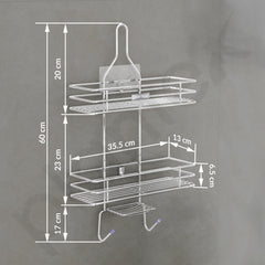 Plantex No Drill Bathroom Organiser/Shower Caddy for Bathroom Hanging/5in1 Stainless Steel Shelf with Soap Holder and Hooks (Big Size-Square Shape-Chrome Finish)-2