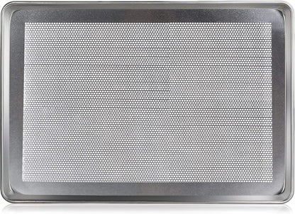 New Star Foodservice 36770 Commercial-Grade 18-Gauge Aluminum Sheet Pan/Bun Pan, Perforated, 18" L x 26" W x 1" H (Full Size)Ã‚ | Measure Oven (Recommended)