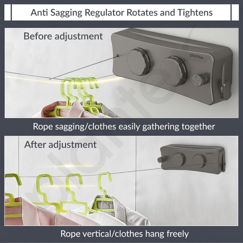 Plantex Retractable Double Row Clothesline/Indoor - Outdoor Clothesline/Lockable Cloths Line - Approx 5.1 Meter (16.73 ft.) - (20 kg Capacity) (Grey)-6