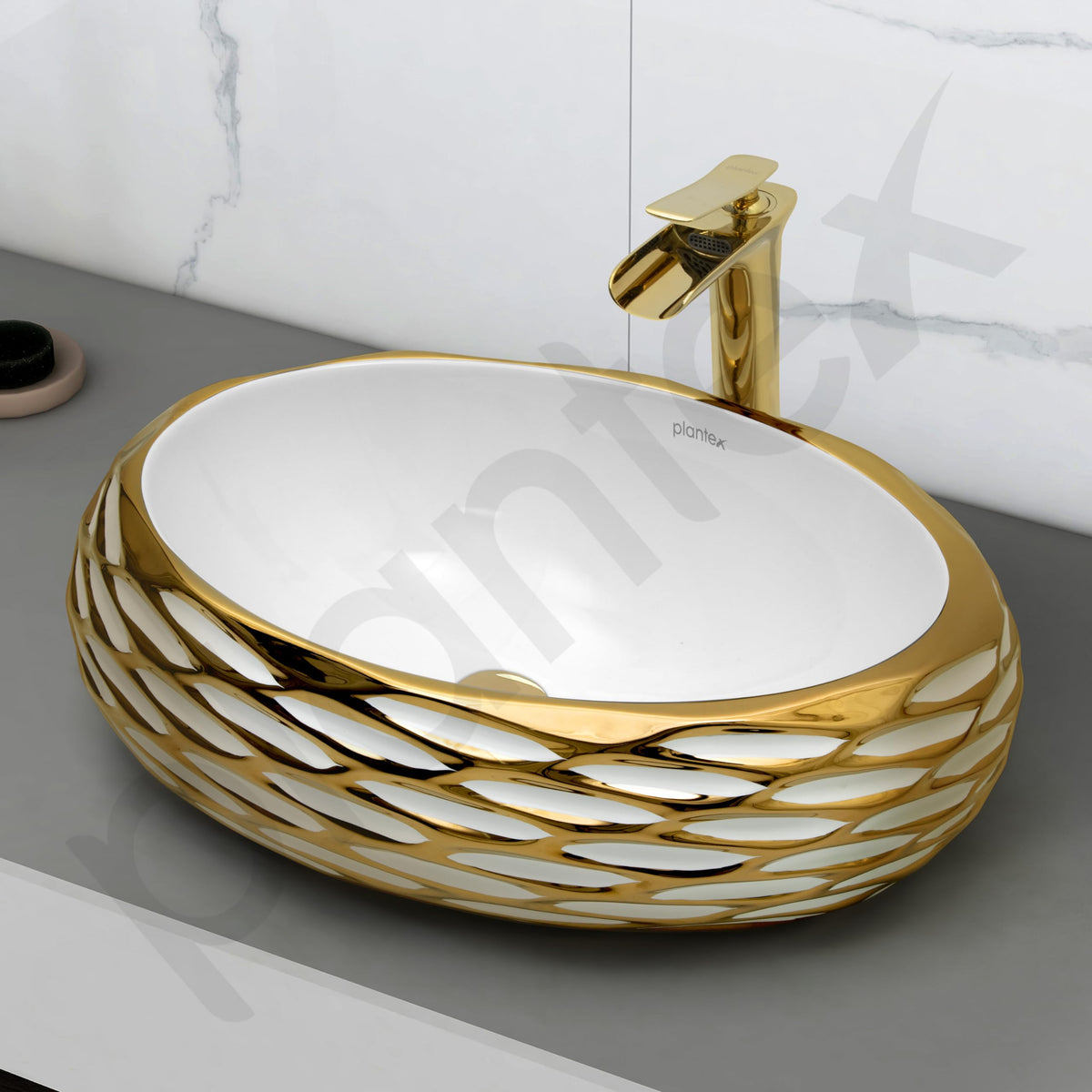 Plantex Table Top Wash Basin For Bathroom/Designer Ceramic Basin/Countertop Vessel Sink Basin - Indo-European Collection (EQTT-593, 23.5 x 15 x 7 Inch)-6