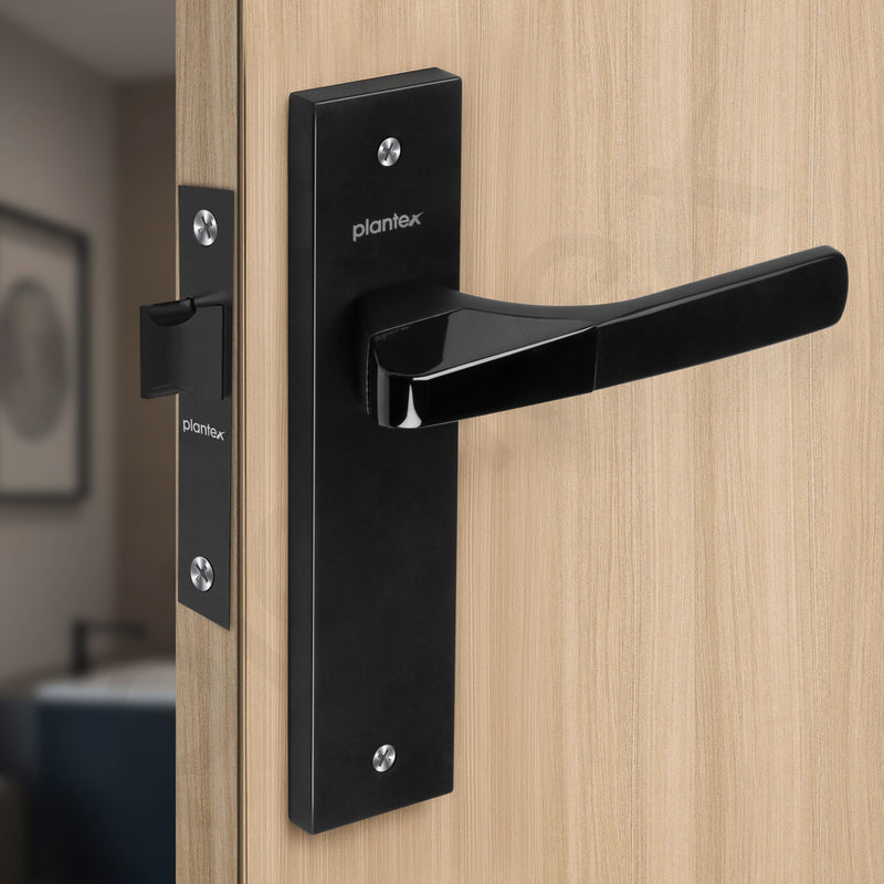Plantex Heavy Duty Door Lock Bathroom Door Lock/Mortise 8inch Keyless Plate Handle Set for Home/Bathroom/Store Room/Balcony/Office with Baby Latch (8114, DC-Black & Z-Black)-4
