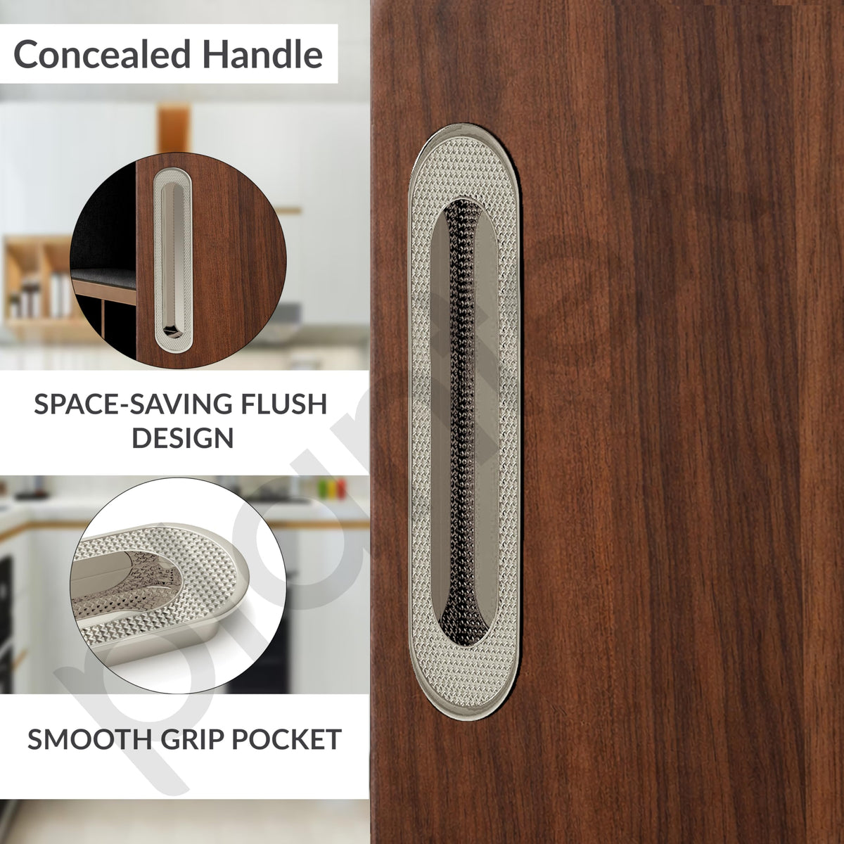 Plantex Sliding Door Handle/Concealed Handle for Sliding Door/224mm Concealed Handle for Wardrobe/Kitchen Cabinet - Pack of 1 (Satin) (Model APS-DTC-3770)-4