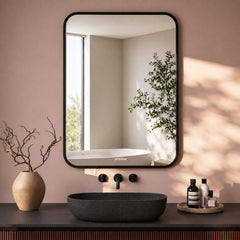 Plantex Aluminium Frame Mirror for Wall/Rectangle Wall Mount Mirror for Bedroom/Dressing Room/Living Room/Entryway - (18x24 Inch-Black)-1