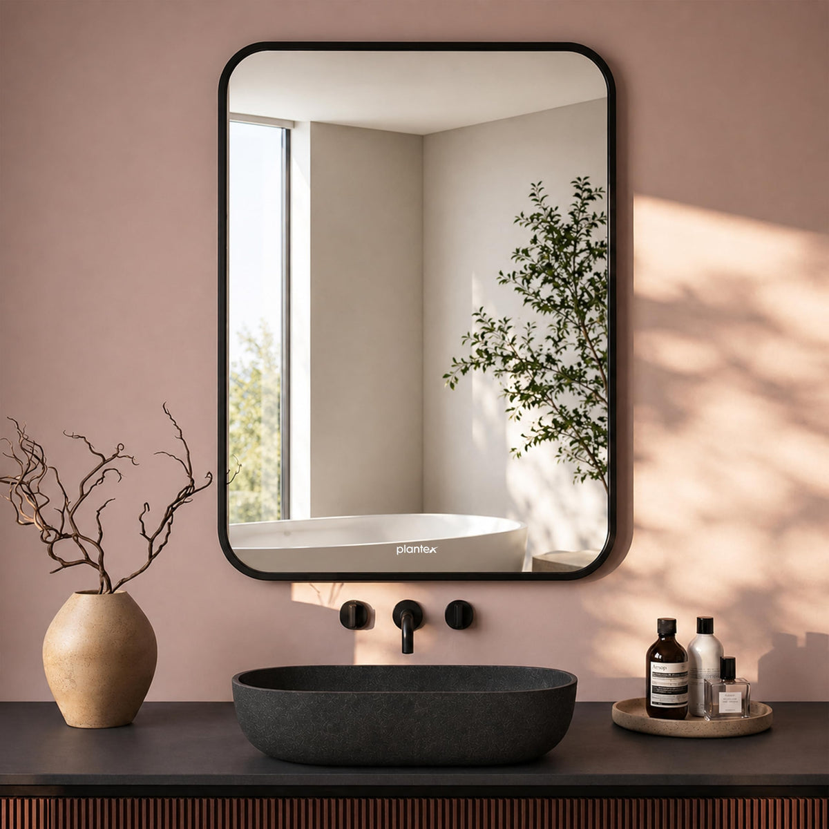 Plantex Aluminium Frame Mirror for Wall/Rectangle Wall Mount Mirror for Bedroom/Dressing Room/Living Room/Entryway - (18x24 Inch-Black)