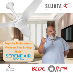 Sujata Serene Air BLDC 1200 mm Ceiling Fan with RF Remote | 5 Star (White)-6