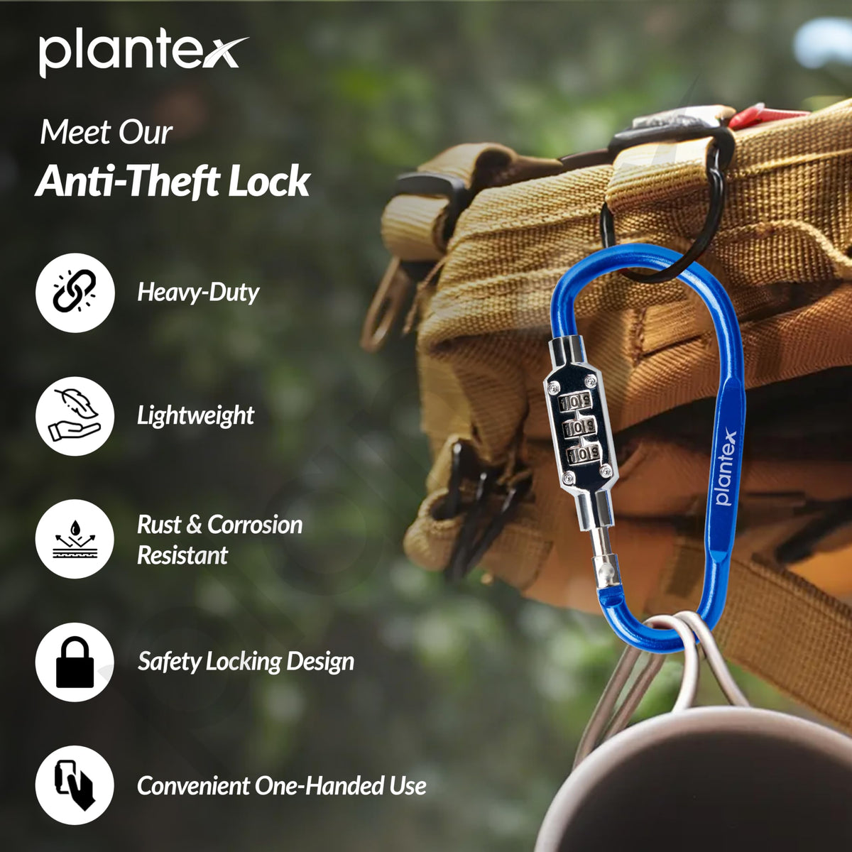 Plantex 3-Digit Code Combination Lock/Number Lock/Portable Luggage Lock/Travel Lock for Briefcase/Laptop Bags - Pack of 2 (Blue) (Model APS-CH-22CBL)-4