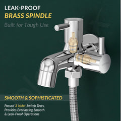 Plantex 2 in 1 Bib Tap with Brass Spincle and Wall Flange/Tap for Bathroom/Two Way Tap - (MKS-1275-Chrome)-3