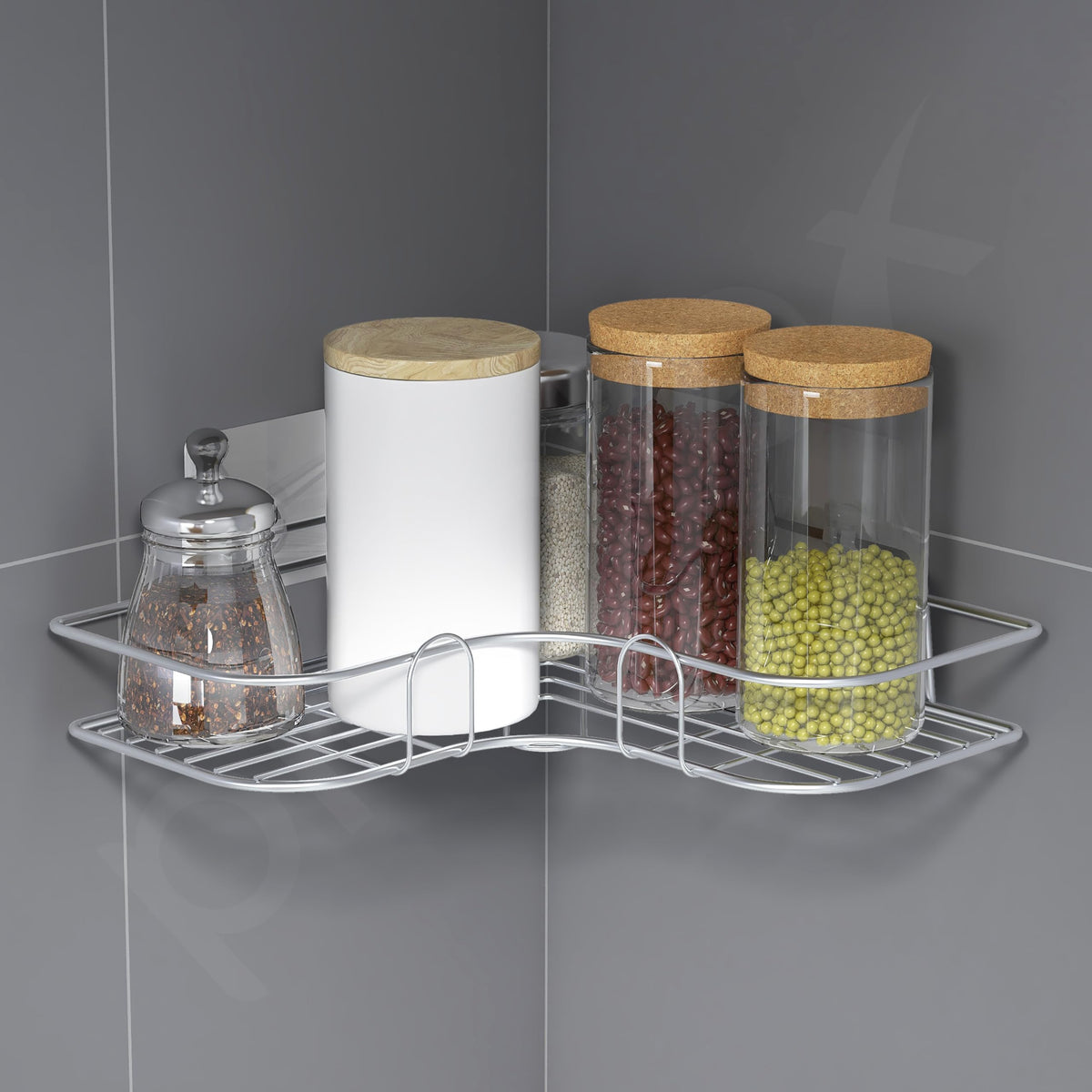 Plantex Self Adhesive Corner Shelf for Wall/Stainless Steel Bathroom Shelf/Kitchen Corner Shelf/Bathroom Organizer Without Drill-Pack of 4 (Chrome)-2