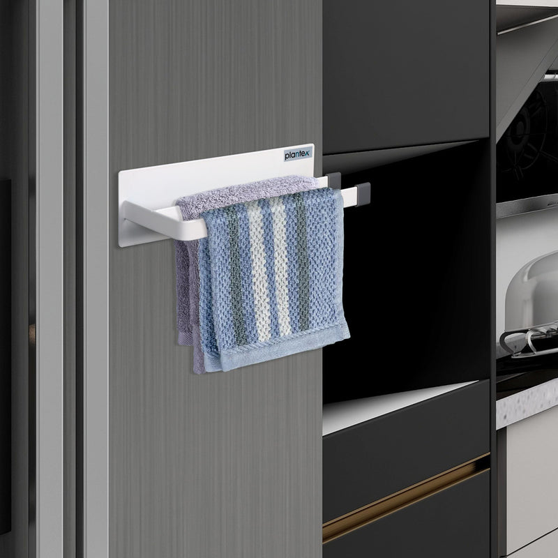 Plantex Magnetic Double Napkin Holder/Towel Holder/Towel Hanger for Kitchen/Bathroom/Bathroom Accessories- (White)-3
