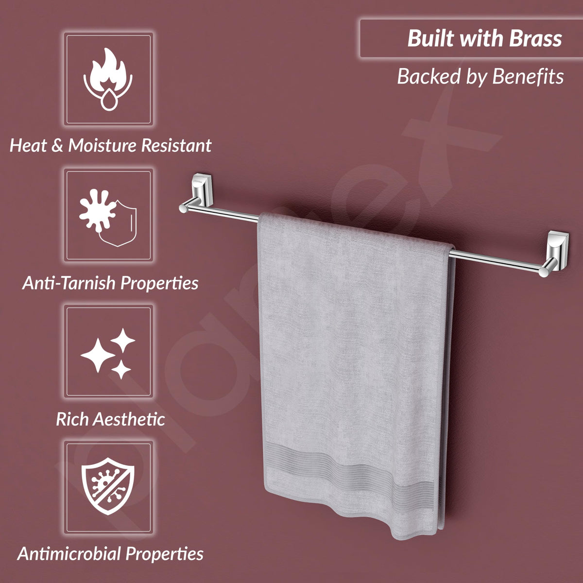 Plantex Pure Brass Towel Rod for Bathroom/Towel Holder/Cloth Hanger for Bathroom/Bathroom Accessories - 24 Inch (Chrome Finish) Superb-5