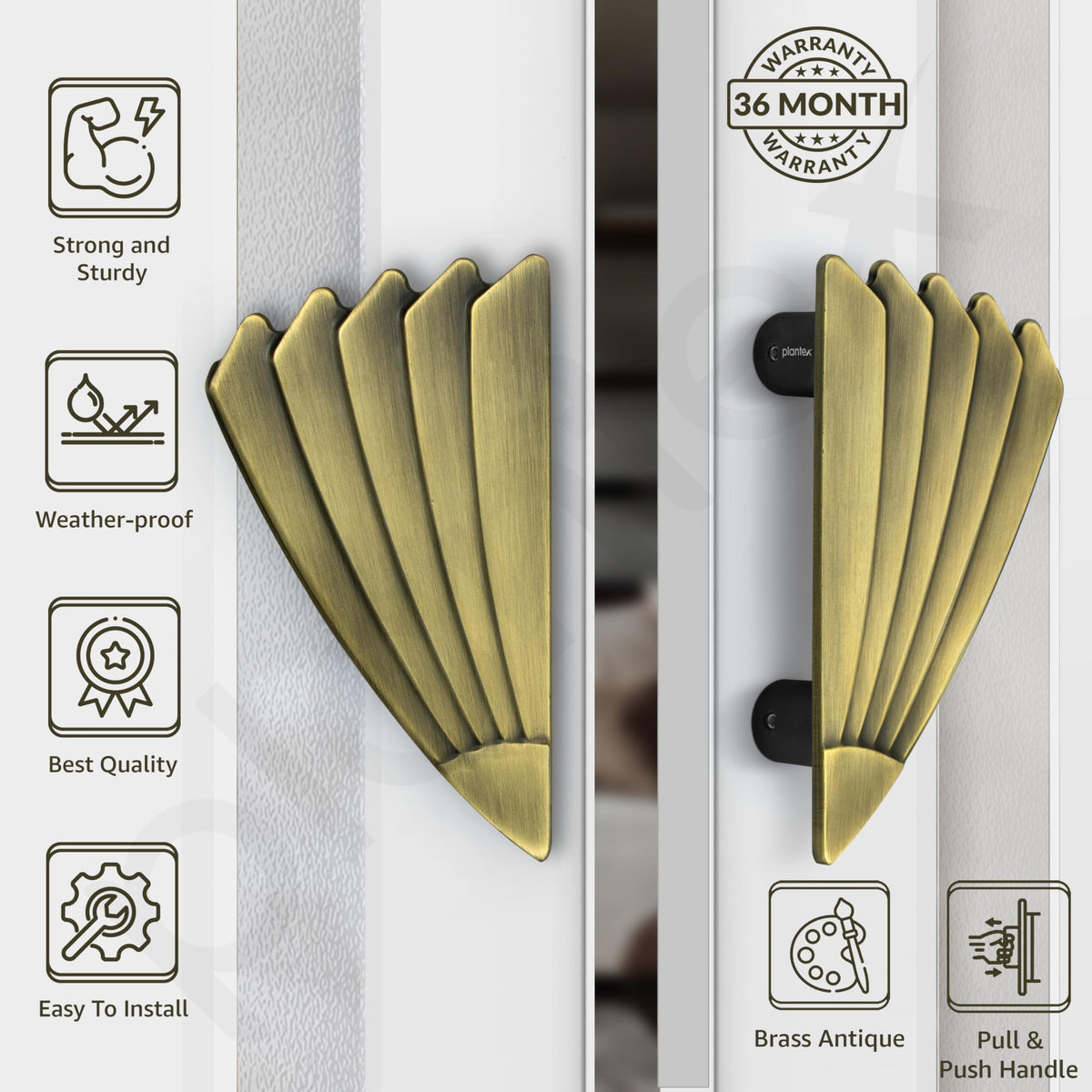 Plantex Door Handle/6 Inch Main Door Handle/Handle for Wooden Door/Pull-Push Door Handle/Door Accessories (Pack of 1, Brass Antique)