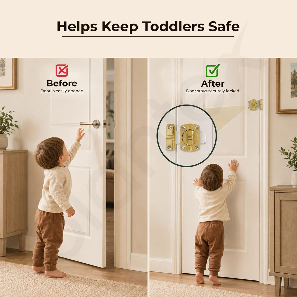 Plantex Latch Lock for Door/Baby Latch for Bathroom/Latch Lock for Main Door/Door Stopper - Pack of 1 (PVD Gold)-5