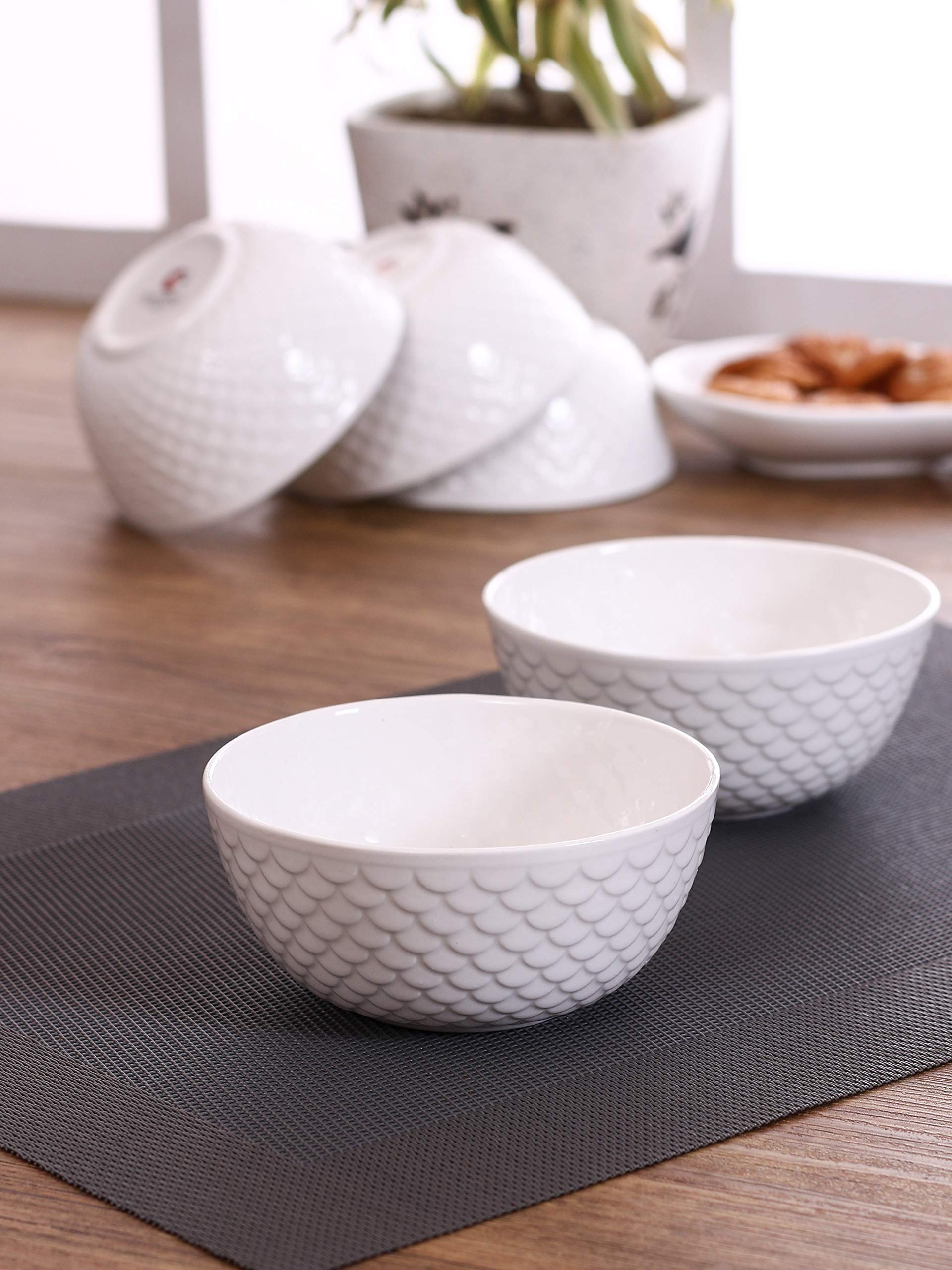 Clay Craft Basics - Ceramic Checkered Hammered Soup Maggie and Noodle Cup, 460ml, 2 Pieces, Multicolour