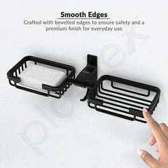 Plantex Aluminum Bathroom Dual Soap Holder with Hook/Soap Stand/Soap Dish/Bathroom Accessories - Black-5