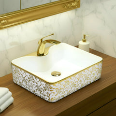 Plantex Table Top Wash Basin For Bathroom/Designer Ceramic Basin/Countertop Vessel Sink Basin - Indo-European Collection (19 x 15 x 5.5 Inch)-1