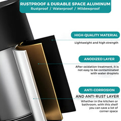Plantex Bathroom Shelf for Wall/Space Aluminium Wall Mounted Shelf for Bathroom with Removable Hooks/Floating Shelf/Bathroom Organiser - 12x5 inches, Black (Pack of 1)-6