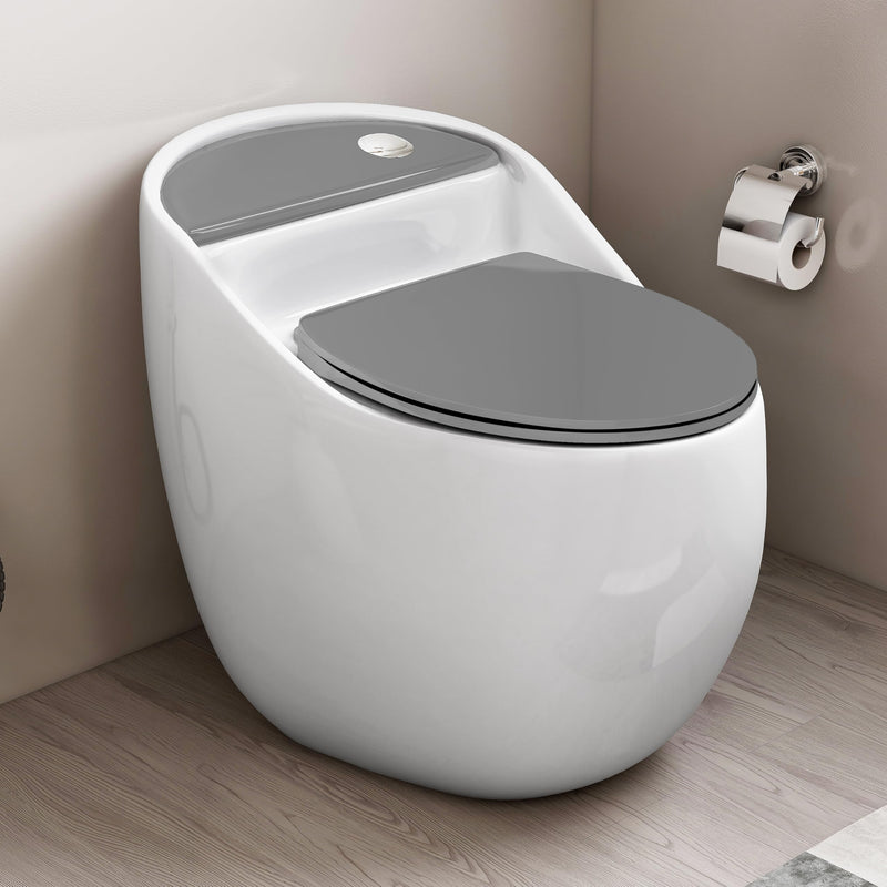 Plantex Platinum Ceramic Rimless Commode/One Piece Western Toilet/Siphonic Flush Western Commode with Soft Close Toilet Seat - S Trap Outlet (White & Grey)-1