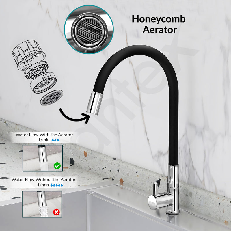 Plantex Pure Brass Flexible Tap for Kitchen Sink/Swan Neck Water Tap Faucet/Kitchen Flexible Sink Tap with Water-Saving Aerator & 360‚° Swivel Spout (ICO-912B)-6