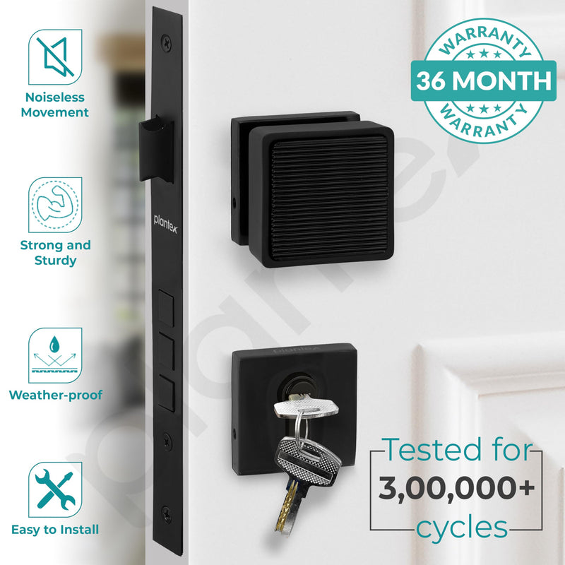 Plantex Heavy Duty Door Lock/Main Door Mortise Lock Handle/Handle Set for Home/Office/Door Accessories - (PT-011, Black)-2