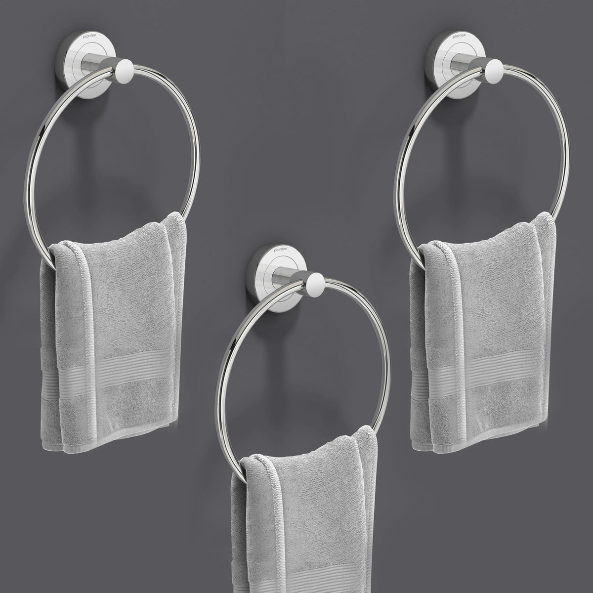Plantex Stainless Steel Kitchen Towel Hanger/Napkin Holder for Washbasin/Towel Holder for Bathroom (Pack of 3)
