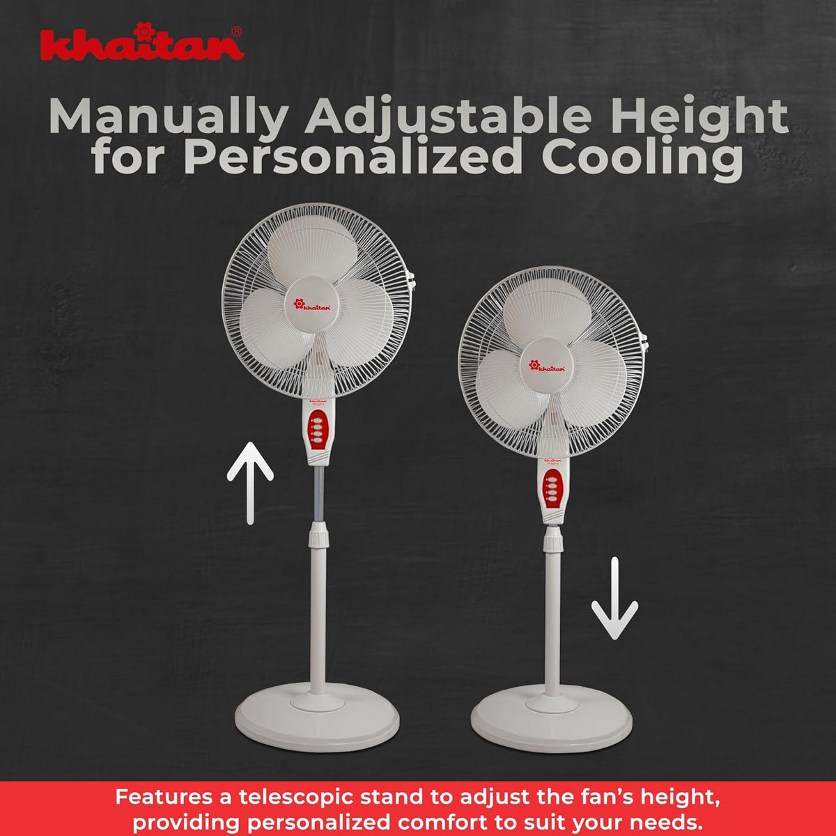 Khaitan Magma 400 mm 3 Blade Pedestal Fan (White)-6