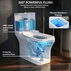 Plantex Platinum Ceramic Commode Toilet/S Trap One Piece Western Toilet/Rim Washdown Flush Commode with Soft Close Toilet Seat Cover (White)-4