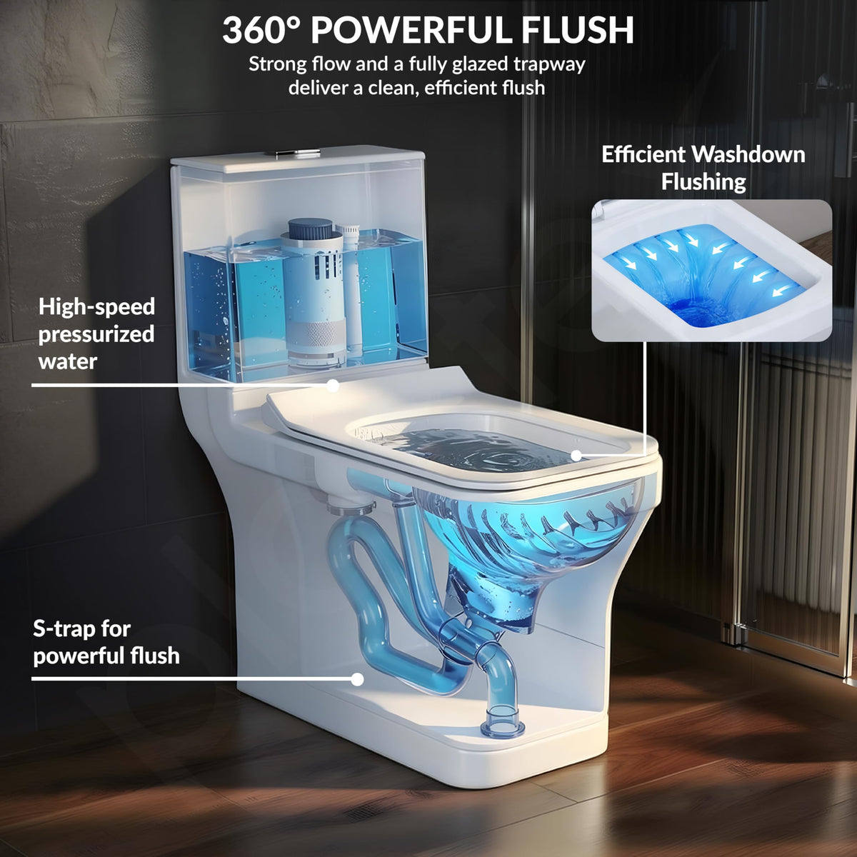 Plantex Platinum Ceramic Commode Toilet/S Trap One Piece Western Toilet/Rim Washdown Flush Commode with Soft Close Toilet Seat Cover (White)-4