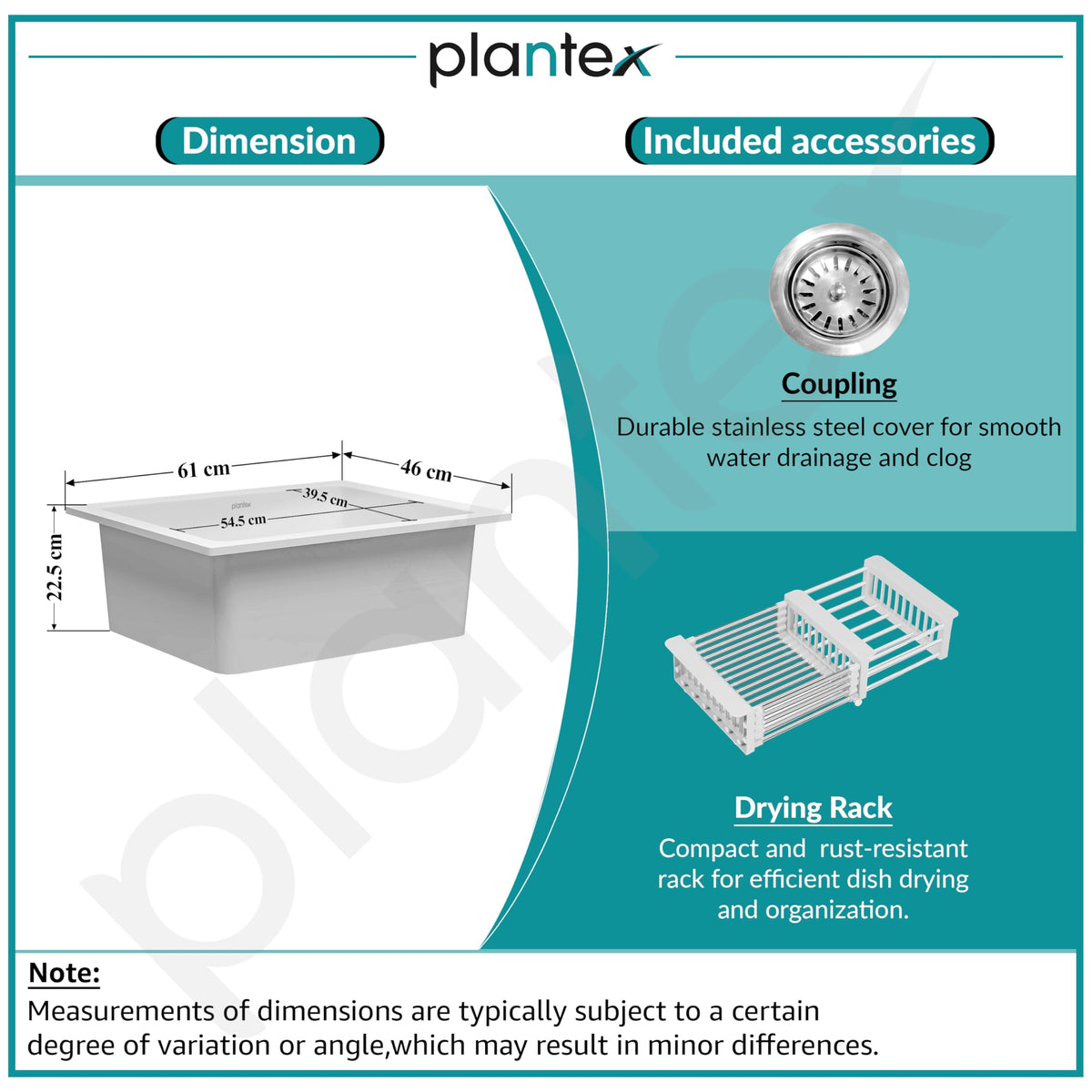 Plantex Quartz Acrylic Kitchen Sink/Undermount Sink for Kitchen with 10 Years Warranty by Plantex/Granite Single Bowl Kitchen Sinks with Coupling (Whiti-24x18 Inches)-4