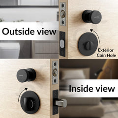 Plantex Bathroom Door Lock/Stainless Steel Pull Push Door Handle Lock Set/Keyless Lock Handle for Bathroom (Black, DTM-666)-3