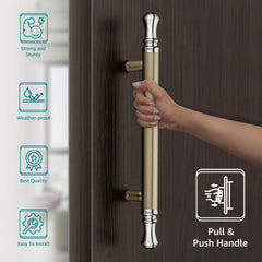 Plantex Heavy Duty Main Door Handle/14 Inch Door Handle for Main Door/Pull-Push Door Handle for Glass & Wooden Door - Pack of 1 (Satin White - Chrome Finish) - 3 Years Warranty-3