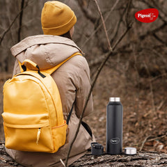 Pigeon Plastic, Stainless Steel Inox Hydra Duo, Dual Cap, Flipper And Fridge In One Bottle, Easy To Use, Multipurpose Al