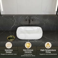 Plantex Platinum Ceramic Table Top Wash Basin with 10 Years Glaze Warranty/Countertop Basin for Bathroom/Small Washbasin (White - 18 x 13 x 5 Inch)-6