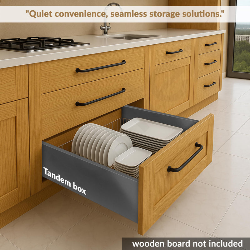 Plantex Tandem Box Drawer for Kitchen/Soft Close Tandem Box for Modular Kitchen/Tandem Basket/Load Capacity Upto 45 Kg - Grey (20 x 8 inch)-2