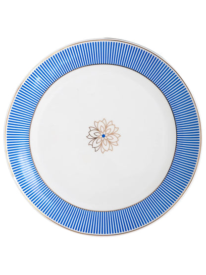 Clay Craft Fine Ceramic Gold Line Premium Classy Dinner Set of 40 - (Blue), for Family of 6, Dinner Set Ceramic, Crockery Set, Dining Set for Dinner, Crockery Set for Gift, Dinner Set 40 Pieces