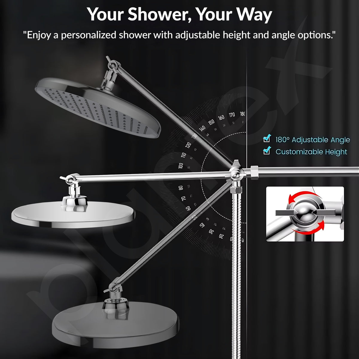 Plantex Shower For Bathroom Full Set with 3-Mode Hand Shower/304 Stainless Steel Flexible Hose Pipe & Hand Shower Holder-Chrome-4