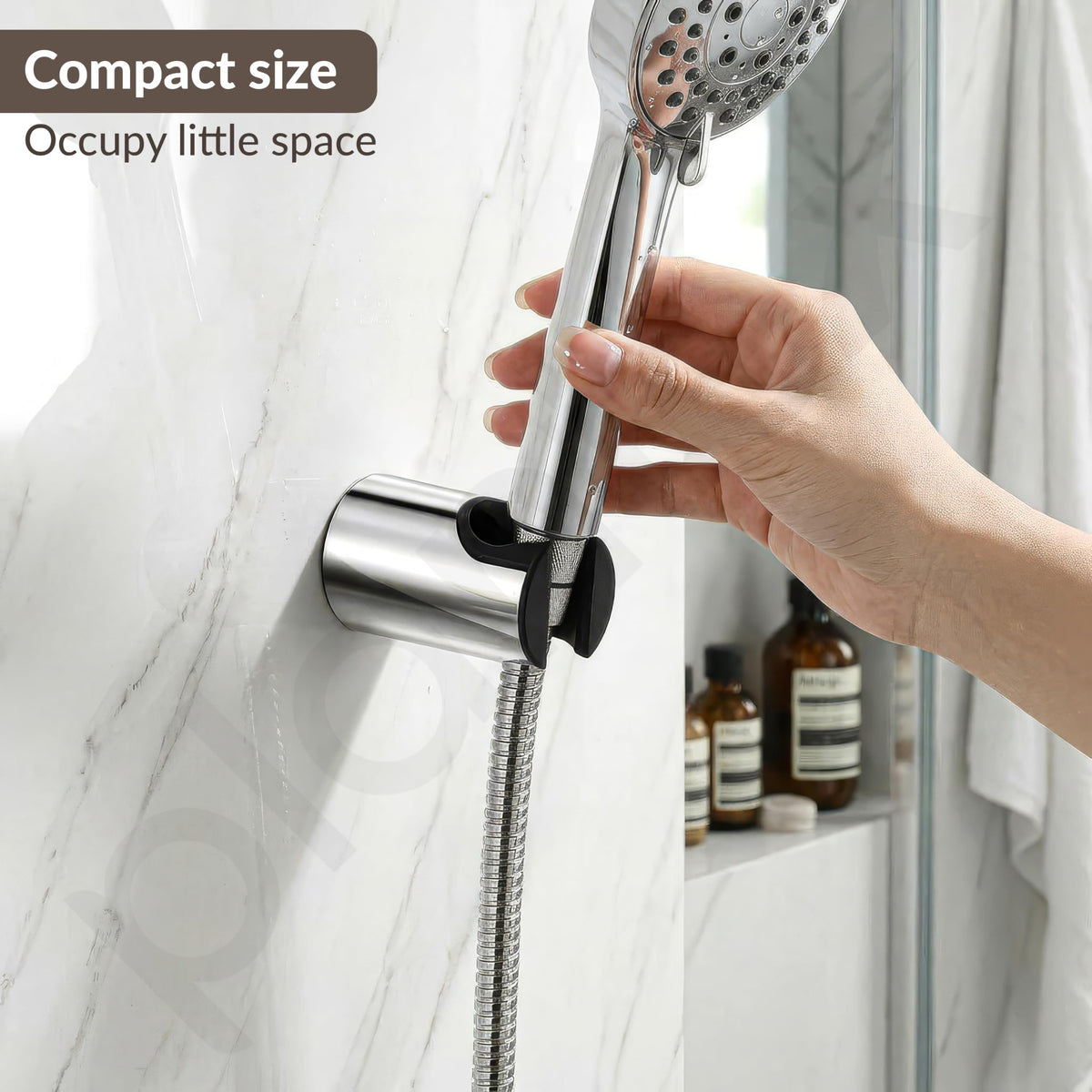 Plantex Hand Shower Holder for Bathroom/Adjustable Handheld Shower/Wand Holder/Wall Mount Bracket - Pack of 2 (Chrome & Black)-6