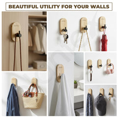 Plantex Wooden Wall Hanging Hook/Bath Towel Hook/Self Adhesive Capsule Robe Hooks for Kitchen/Bathroom/Stylish Home Decor Items - Pack of 2 (Black Wooden)-5